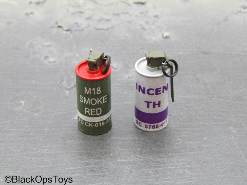 Load image into Gallery viewer, Vietnam US Army LRRP - Metal Red M18 Smoke &amp; Incendiary Grenade
