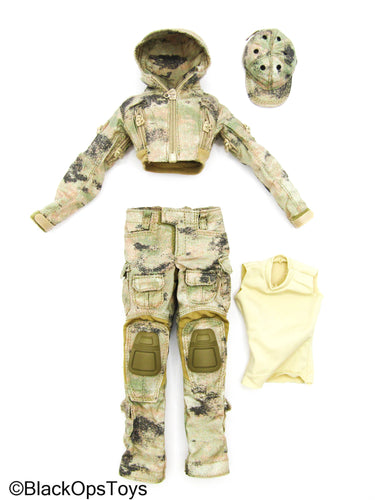Sharp Shooter - Tan Pixelated Camo Female Combat Uniform Set