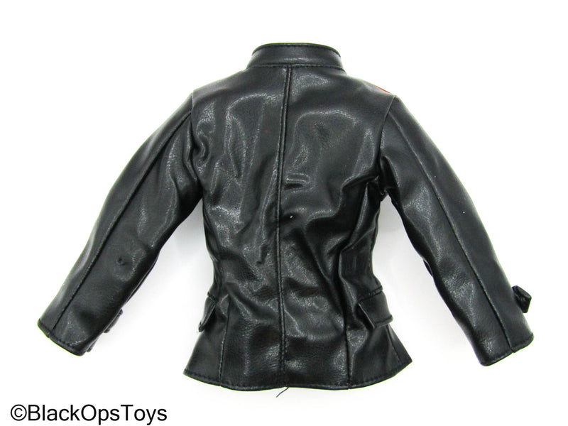 Load image into Gallery viewer, WWII German - SS 1st Lieutenant Black Leather Like Jacket
