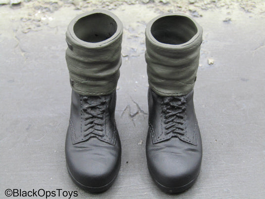 WWII German - Black Jackboots w/Gaiters (Foot Type)