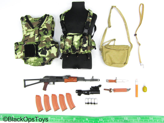 Russian Moscow TsSN FSB - Woodland Chest Rig, Body Armor, & AK Rifle Set