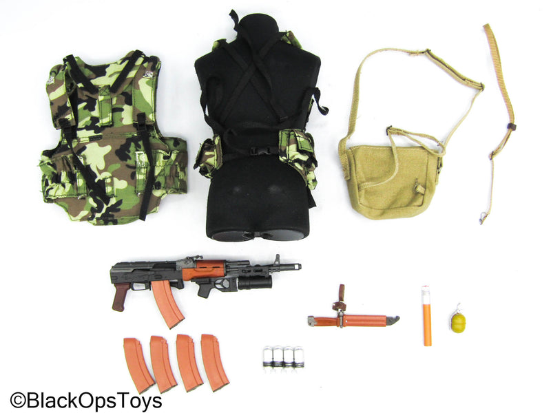 Load image into Gallery viewer, Russian Moscow TsSN FSB - Woodland Chest Rig, Body Armor, &amp; AK Rifle Set
