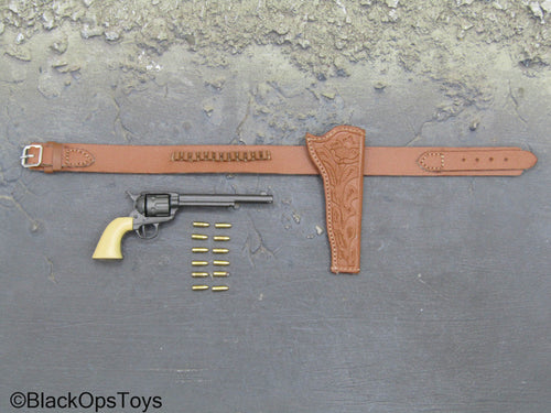 Western Set - M1873 Colt Revolver w/Tan Grip & Brown Slim Jim Holster