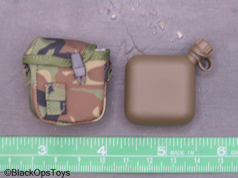 Load image into Gallery viewer, 75th Ranger Regiment Airborne Ltd. - Flask w/Woodland Camo Pouch
