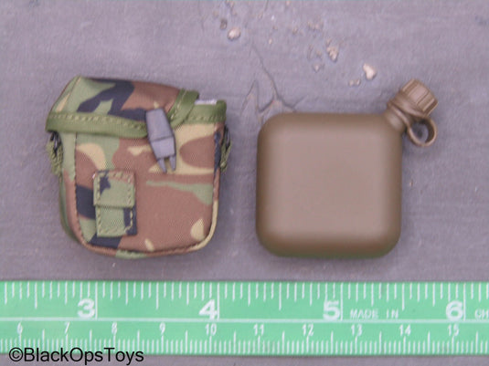 75th Ranger Regiment Airborne Ltd. - Flask w/Woodland Camo Pouch