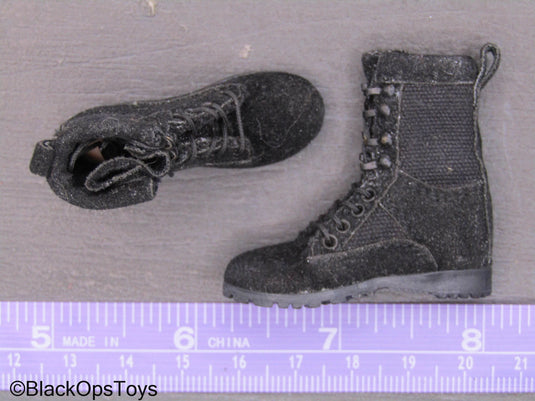 Female - Black Combat Boots (Peg Type)