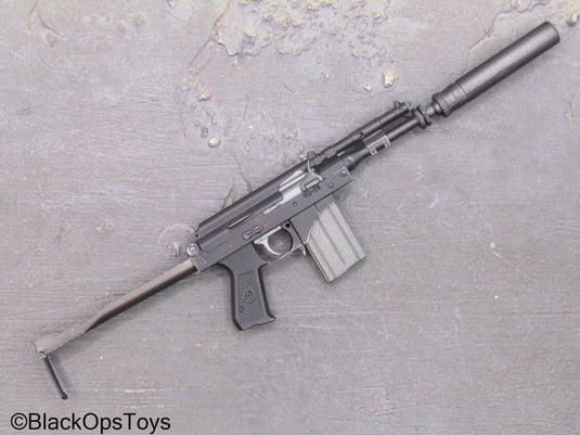 7.62 Submachine Gun w/Folding Stock & Suppressor