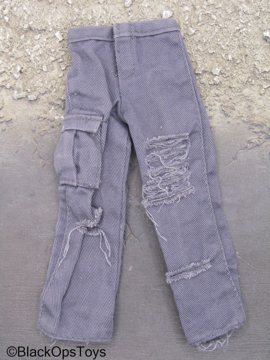 Grey Ripped Denim Jeans