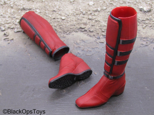 Lady Deadpool - Red Female High Heel Boots (Peg Type)