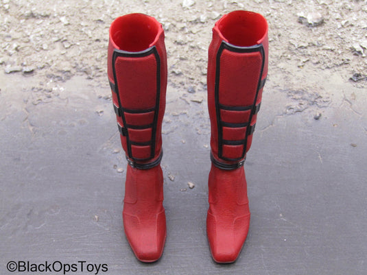 Lady Deadpool - Red Female High Heel Boots (Peg Type)