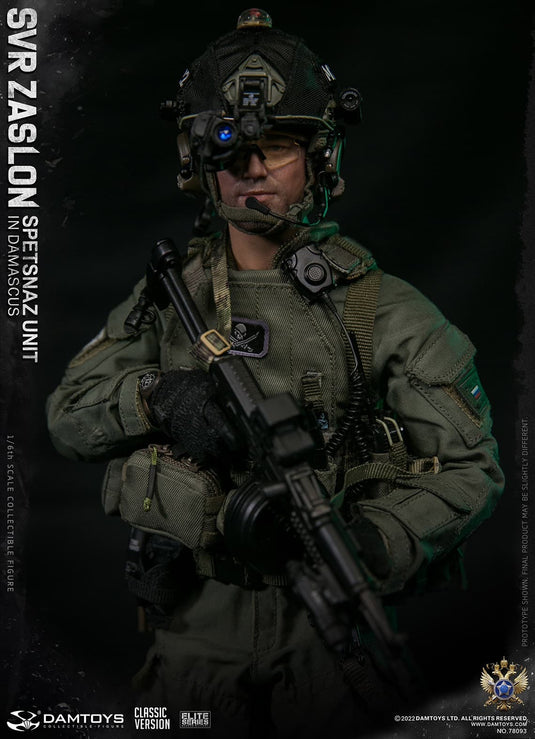 Spetsnaz SVR Zaslon - Black & Green Helmet w/NVG Set