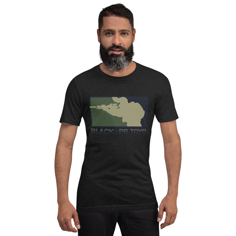 Load image into Gallery viewer, Unisex cotton t-shirt with BlackOpsToys army camouflage logo
