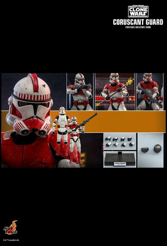 Star Wars - Coruscant Guard - White & Red Weathered Helmet