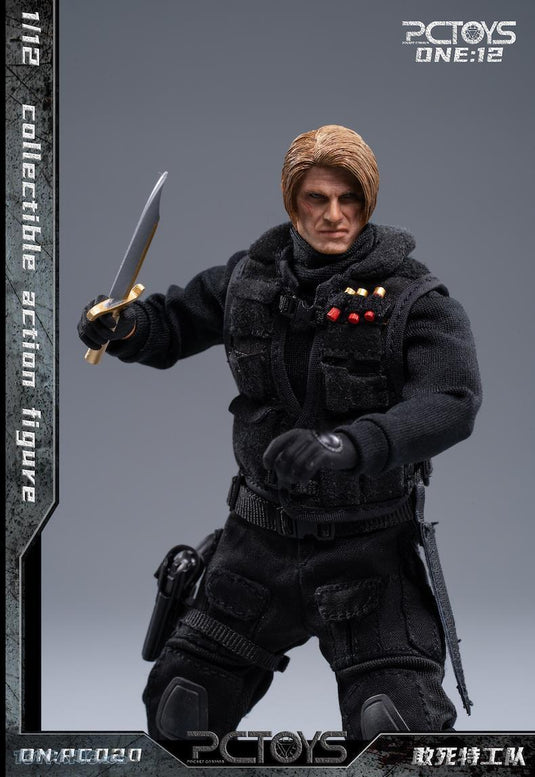 1/12 - Expendable Agent - Black Combat Boots (Peg Type)