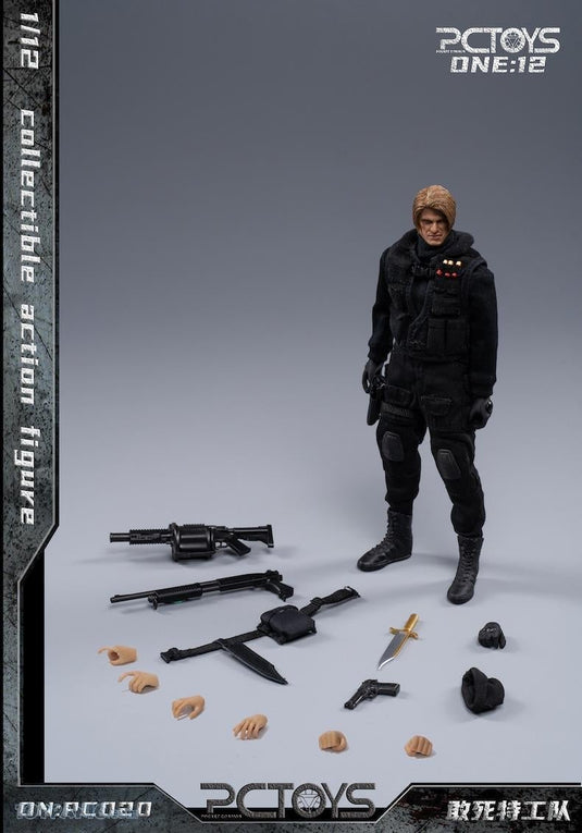 1/12 - Expendable Agent - Black Combat Boots (Peg Type)