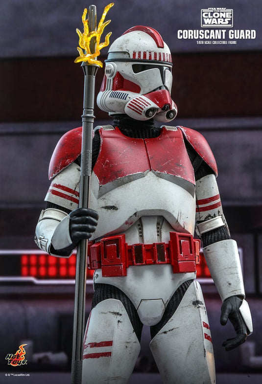 Star Wars - Coruscant Guard - White & Red Weathered Helmet