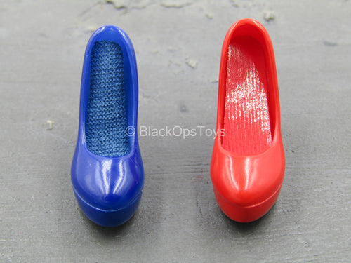 Clown - Red & Blue High Heel Shoes (Foot Type)