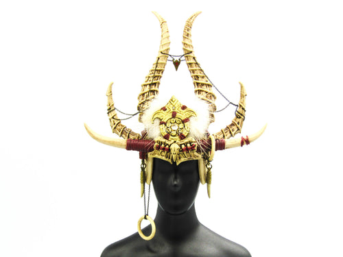 White Shaman - Horned Female Helmet