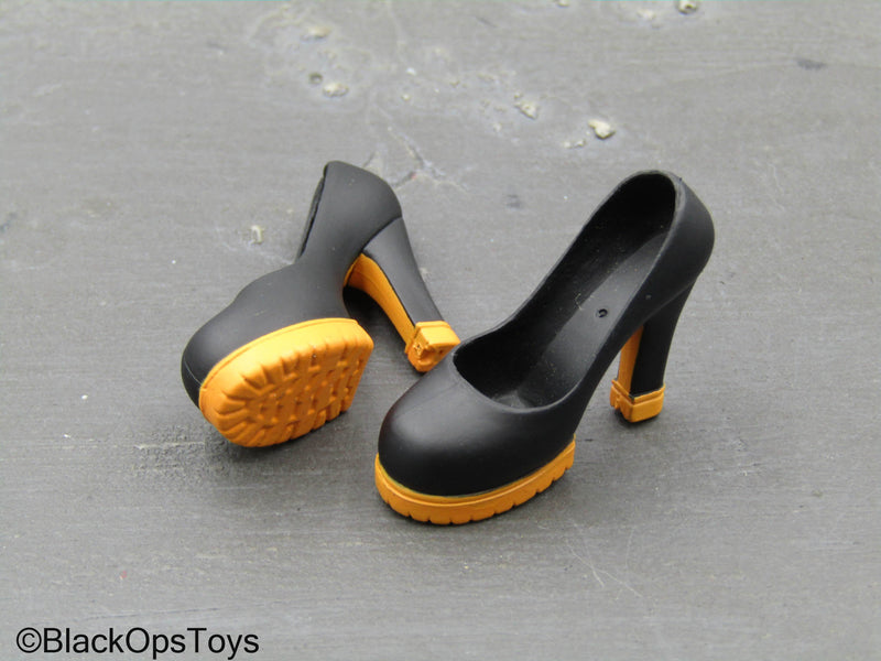 Load image into Gallery viewer, Witch Service Company Grainne - Black &amp; Orange High Heel Shoes
