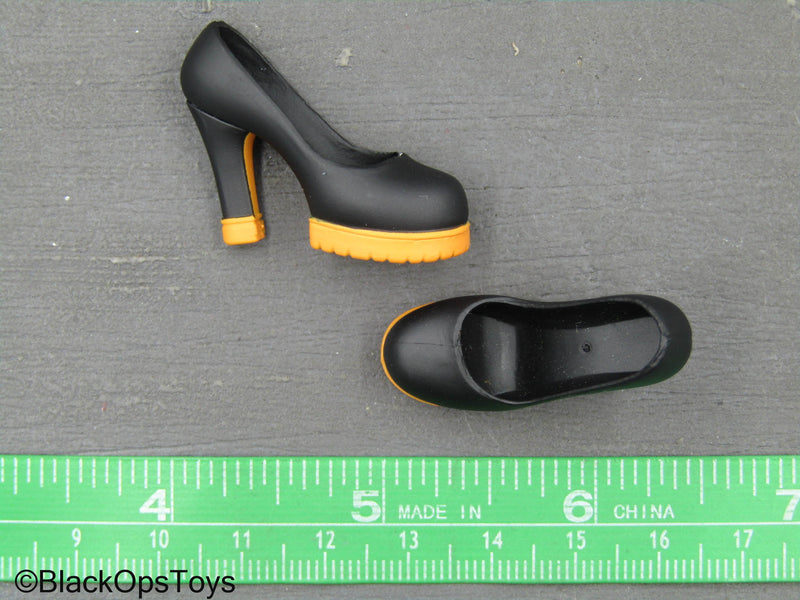 Load image into Gallery viewer, Witch Service Company Grainne - Black &amp; Orange High Heel Shoes
