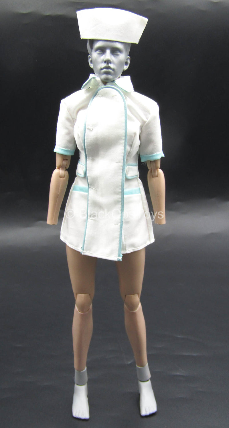 Load image into Gallery viewer, Nurse B - White &amp; Blue Nurse Uniform Set
