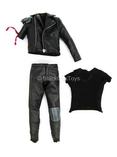 Wasteland Gladiator - Black Leather Like Jacket w/Pants & Shirt