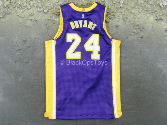 Lakers No. 24 Yellow and Purple Two-Color Stitching Retro Jersey
