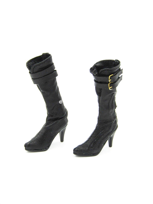 Cross Fire Mandala The Protector Female Black High Heeled Boots w/Foot Pegs