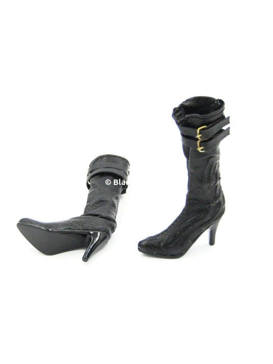 Cross Fire Mandala The Protector Female Black High Heeled Boots w/Foot Pegs