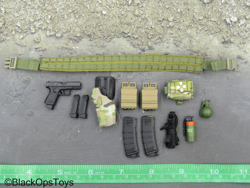 Load image into Gallery viewer, Crisis Response Force - Green MOLLE Battle Belt w/9mm Pistol Set
