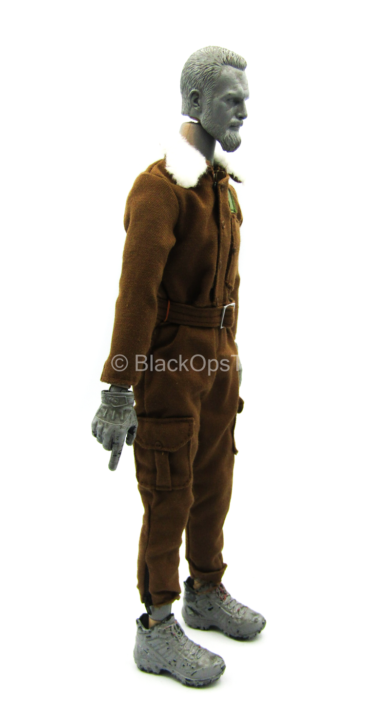 Load image into Gallery viewer, WWII - Pearl Harbor - Brown Jumpsuit w/Fur Like Collar
