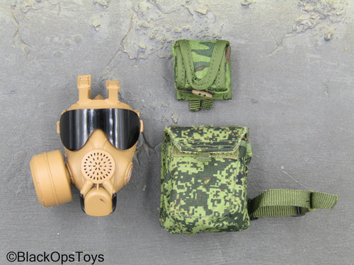 Military Police Of Russia - Tan Gas Mask w/EMR Camo Pouch