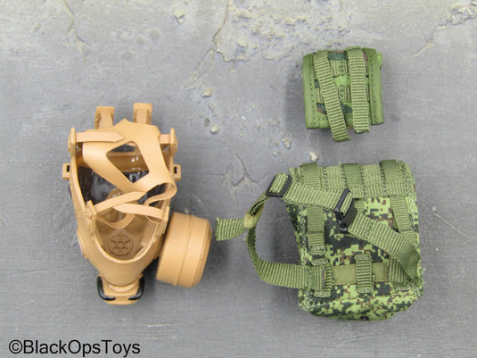 Military Police Of Russia - Tan Gas Mask w/EMR Camo Pouch