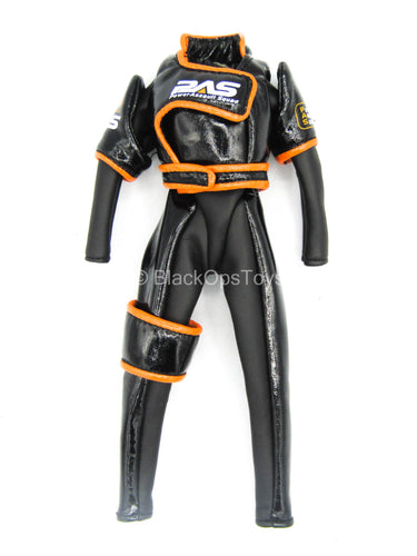 CY Girls - Destiny - Black & Orange Leather Like Assault Body Suit