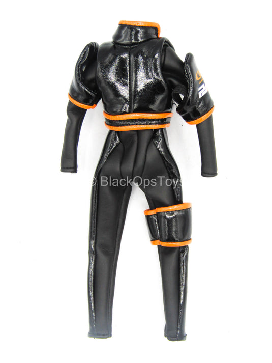 CY Girls - Destiny - Black & Orange Leather Like Assault Body Suit