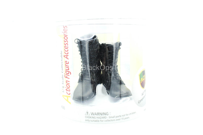 Load image into Gallery viewer, Black Leather Like Combat Boots - MINT IN BOX
