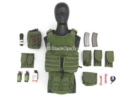 SFOD-D Team Leader - Green MOLLE Plate Carrier Vest w/Pouch Set