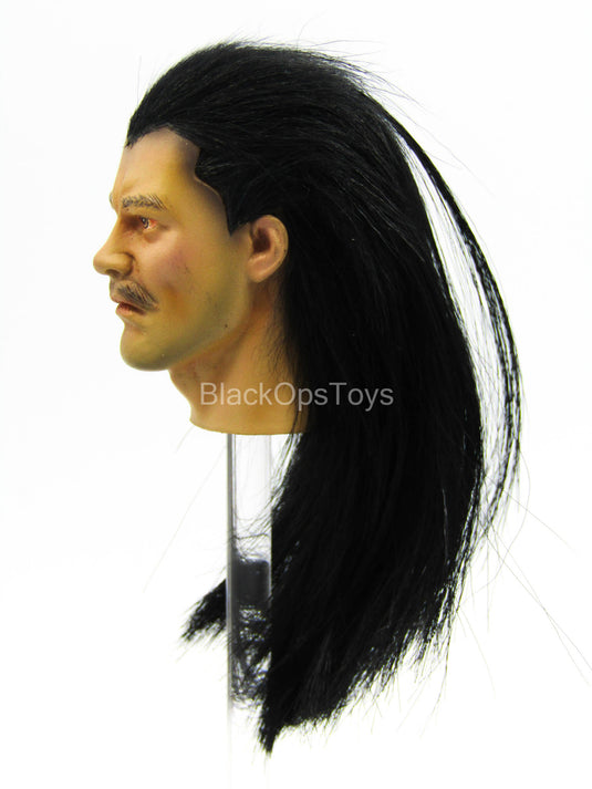 Asian Male Head Sculpt w/Rooted Hair & Blue Scarf