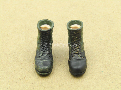 1/12 - Marine Force Recon - Black & Green Combat Boots (Peg Type)