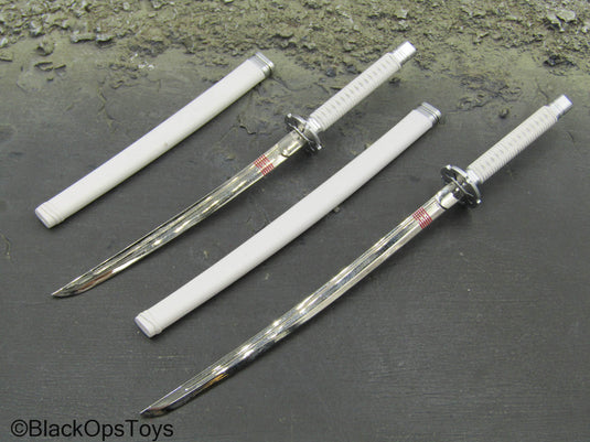 Storm Shadow - Metal White Katana Sword w/Sheath & Wakizashi