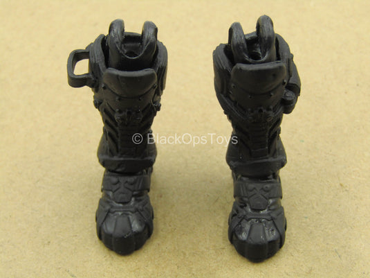 1/12 - Krig-13 Black Spartan - Black Boots w/Shin Guards (Peg Type)