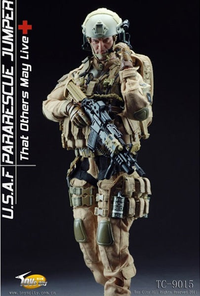 Load image into Gallery viewer, USAF Pararescue Jumper - Tan Assault Vest w/Pouch &amp; Gear Set
