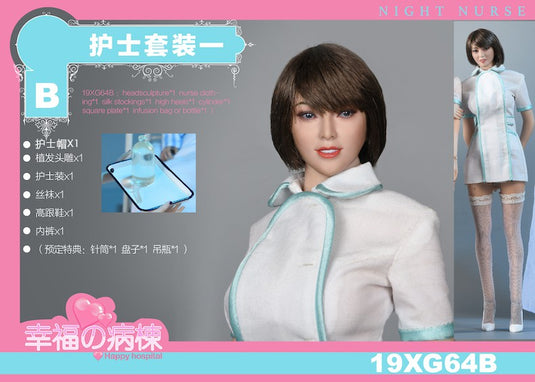 Nurse B - White & Blue Nurse Uniform Set